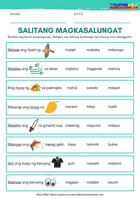 Matatalinhagang salita worksheets